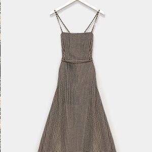 Lace back gingham dress